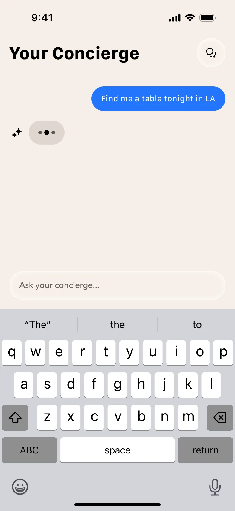 Asking the Biter assistant to find a table tonight in LA